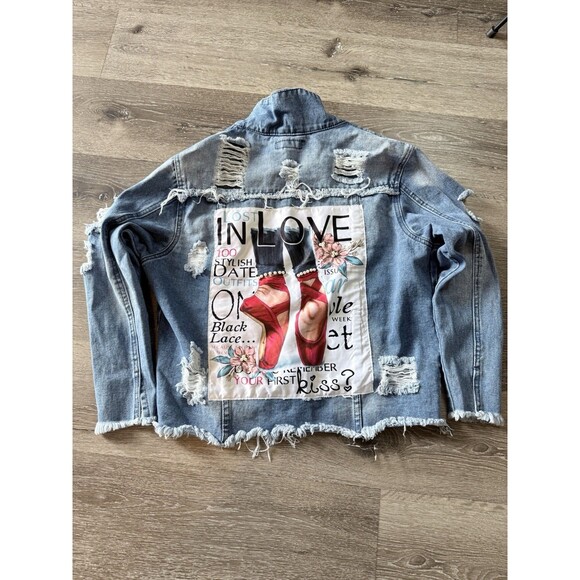 Distressed denim jacket women - Picture 6 of 6